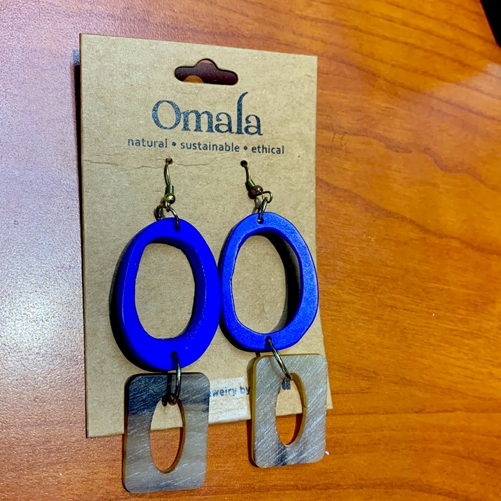 Blue and beige earrings
